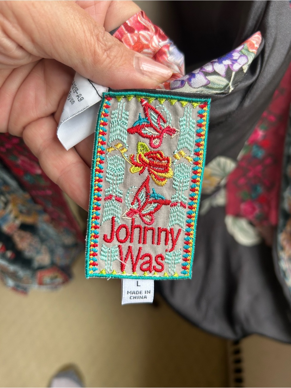 NWOT Johnny Was Velvet/Silk  Embroidered Reversible Kimono - Picture 4 of 7